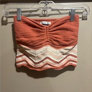 American Eagle Outfitters Rust and Cream Strapless Knit Tube Top